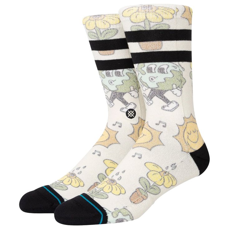 Stance Chaussettes Crew Sock Nice Mooves Offwhite Voorstelling