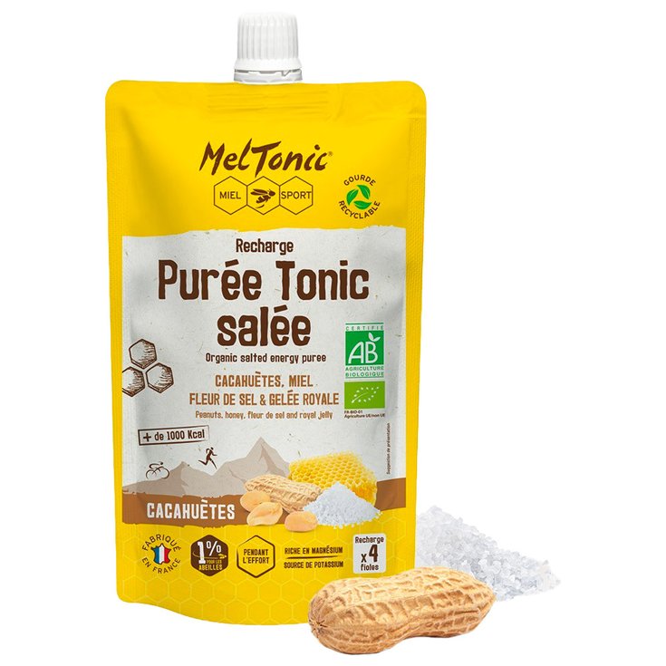 Meltonic Puré Recharge Purée Énergétique Salée Bio Cachuètes Miel Gelée Royale Presentación