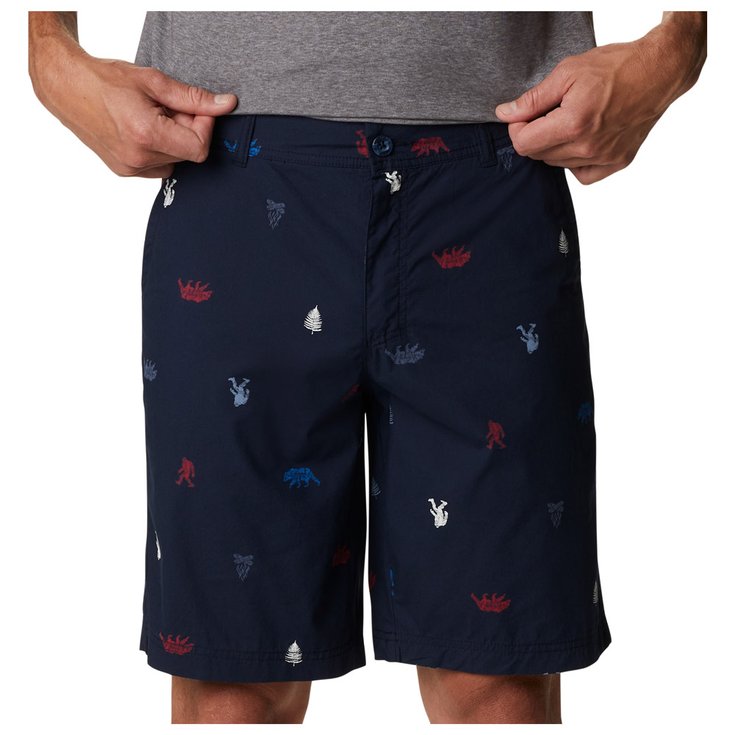 Columbia Shorts M's Washed Out Printed Short Collegiate Navy Camp Overview