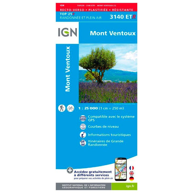 IGN Carte 3140ETR Mont Ventoux - Résistante Présentation