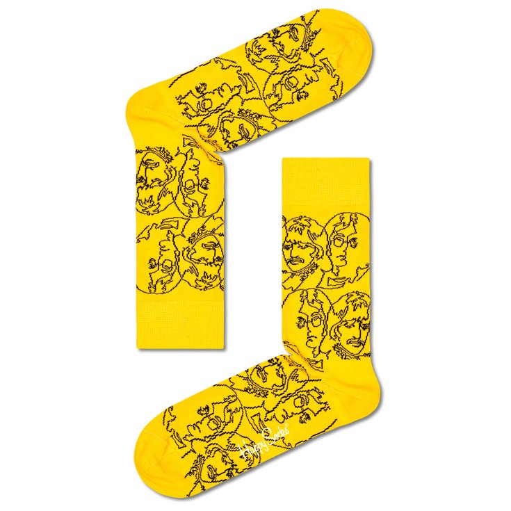 Happy Socks Chaussettes Beatles Silhouettes Jaune Présentation