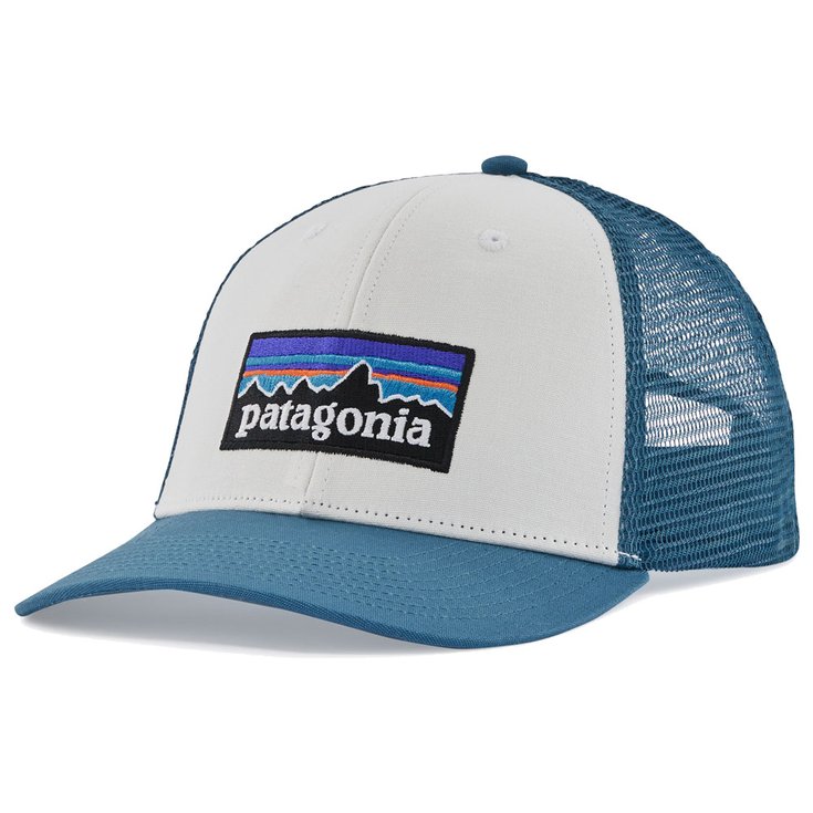 Patagonia P-6 Logo Lopro Trucker Hat White Wavy Blue 