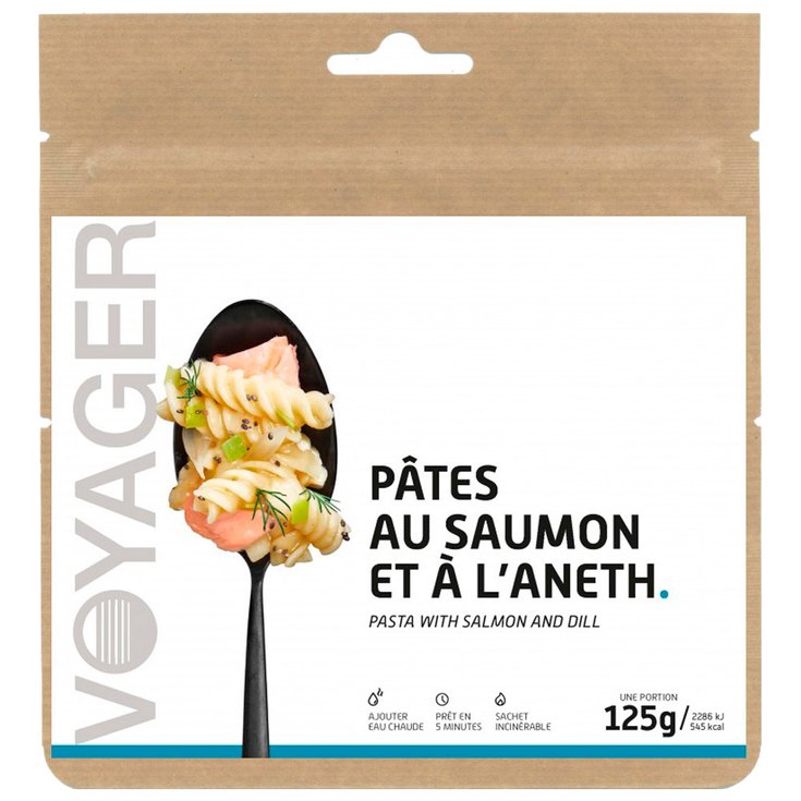 Voyager Gefriergetrocknetes Essen Pâtes Au Saumon Et à L'aneth Präsentation