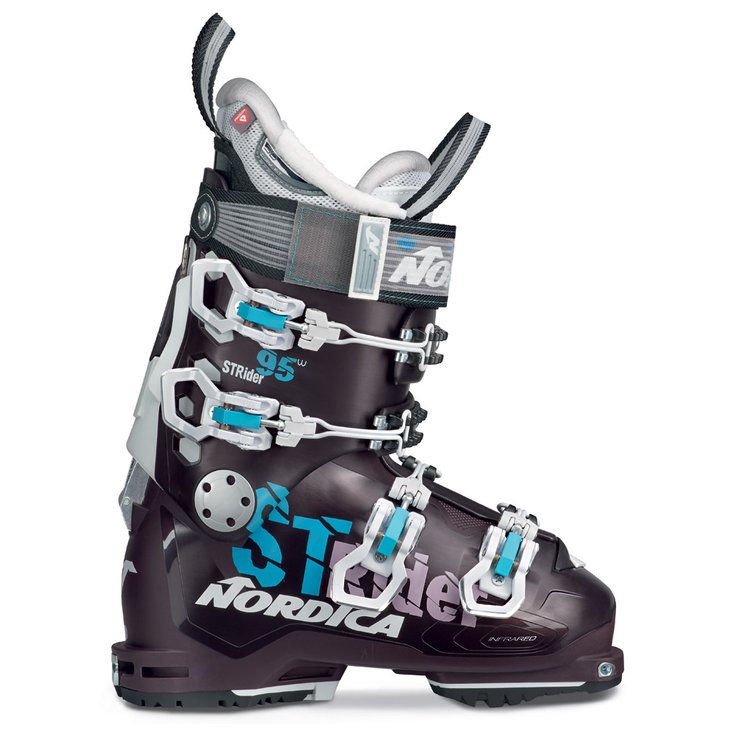 Nordica Botas de esquí Strider 95 W Dyn Black White Light Blue Presentación