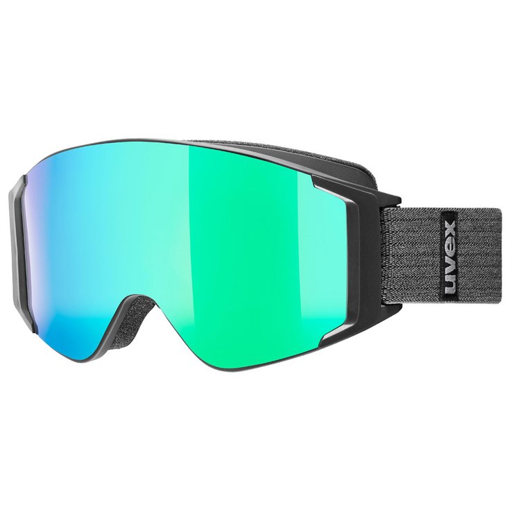 Uvex Masque de Ski G.gl 3000 To Black Mat Mirror Green Lasergold Lite With Clear Lens Présentation