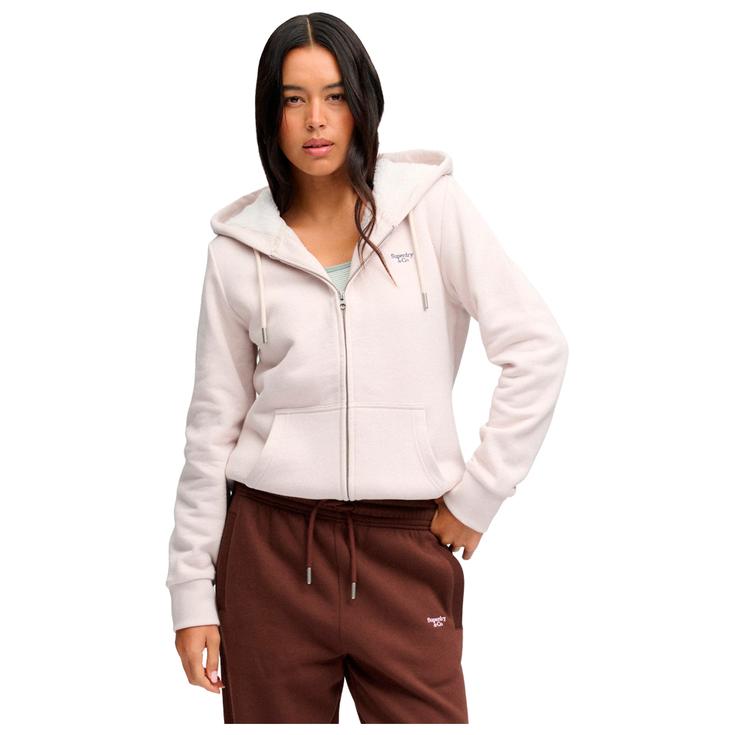Superdry Sweat Signature Emb Borg Zip Hoodie Wind Chime Grey Présentation