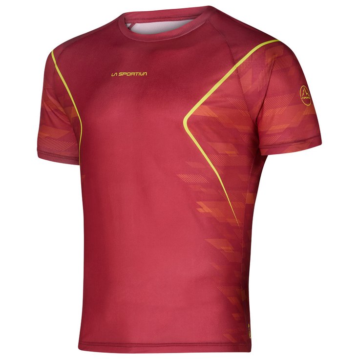 La Sportiva Camiseta de trail Pacer T-Shirt Sangria Hawaiian Sun Presentación
