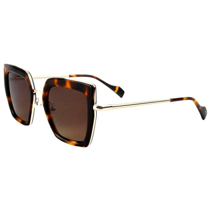 Binocle Eyewear Sonnenbrille Veronika Shiny Gold Black Tortoise Gradient Brown Polarized Präsentation