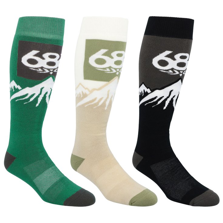 686 Socken Snow Caps Sock 3-Pack Earth Tones Präsentation