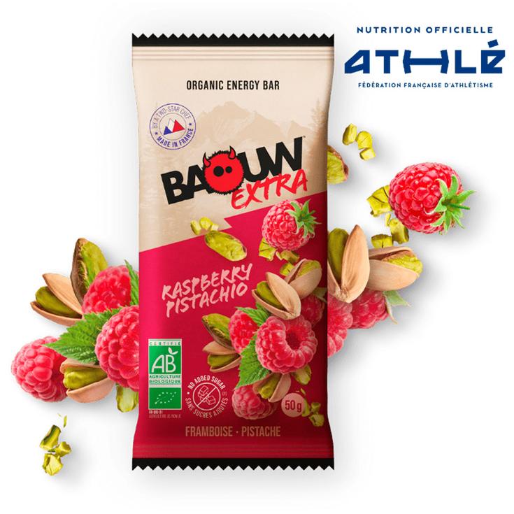 Baouw Energiereep Extra Bio 50 g Framboise Pistache Voorstelling