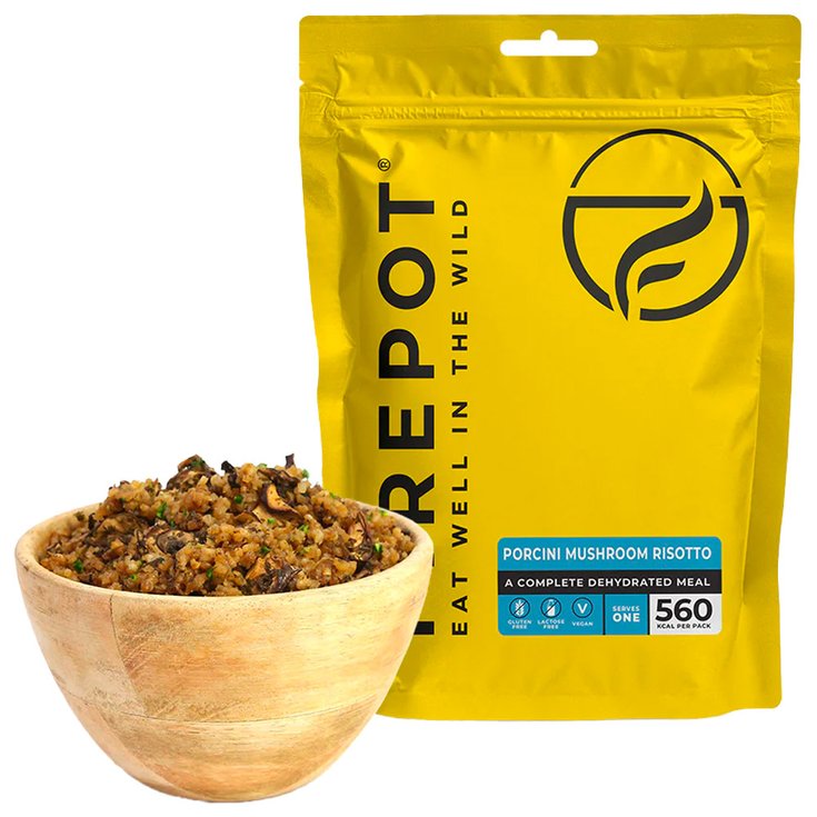 Firepot Gefriergetrocknetes Essen Risotto Aux Cèpes Präsentation