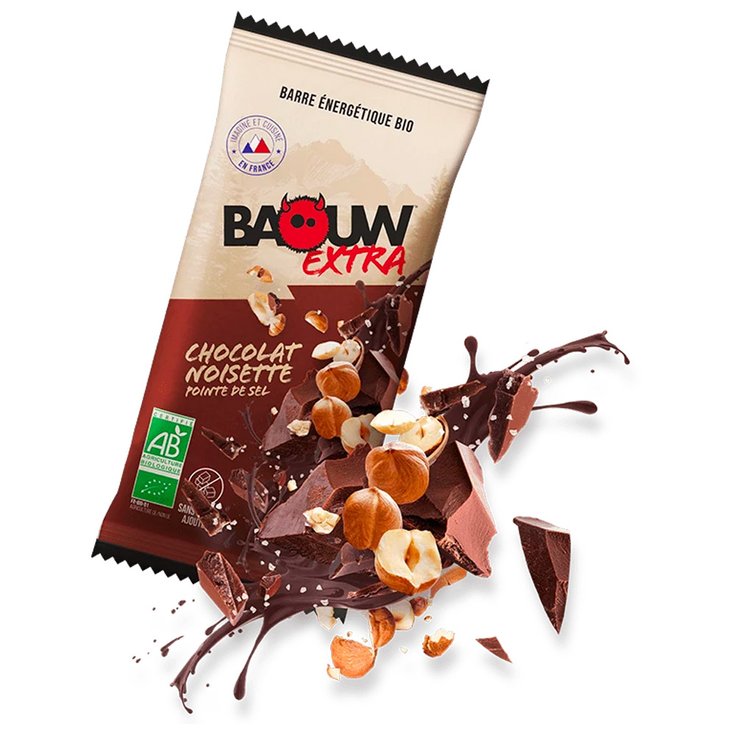 Baouw Energieriegel Extra Bio 50 g. Chocolat Noisette Präsentation