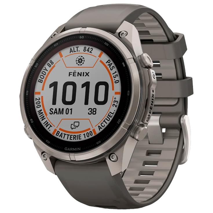 Garmin Montres GPS Fenix 9 Pro Solar inReach Titanium Avec Bracelet Gris Présentation