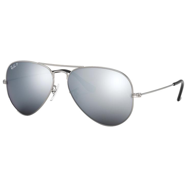 Ray Ban Zonnebrillen RB3025 Aviator Matte Silver Dark Grey Polarized Voorstelling