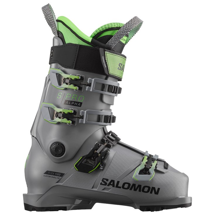 Pekkadillo Politie Redding Salomon Ski boots S/Pro Alpha 120 Steel Grey Neon Green - Winter 2023 |  Glisshop