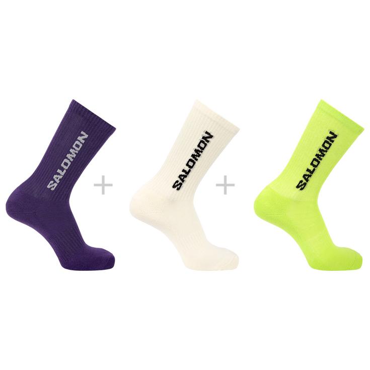 Salomon Chaussettes Everyday Crew 3-Pack Vanilla Ice Acid Lime Présentation