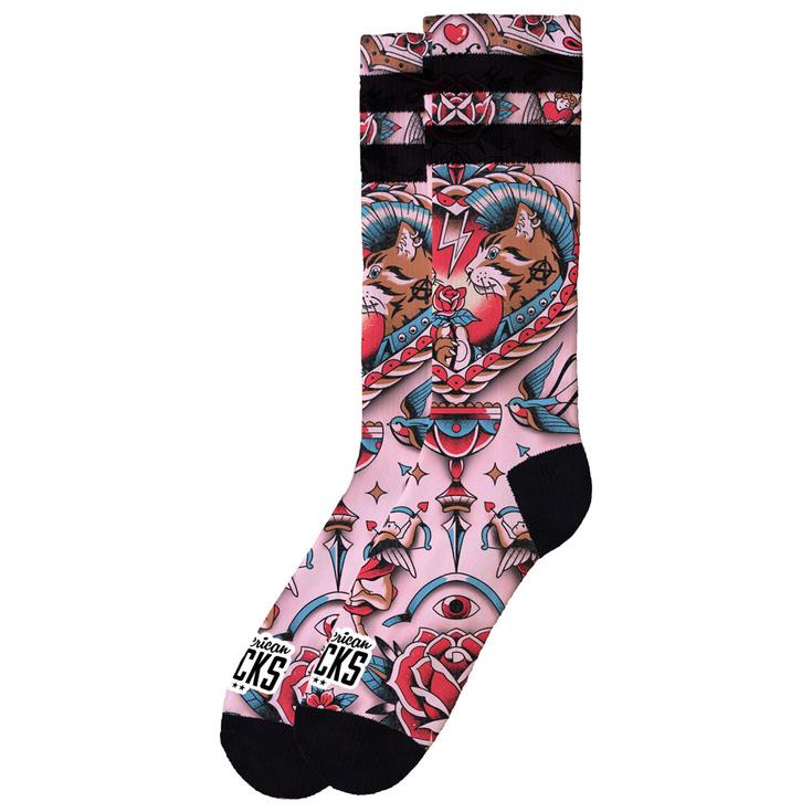 American Socks Calcetines The Original Signature Feline Hearts Presentación