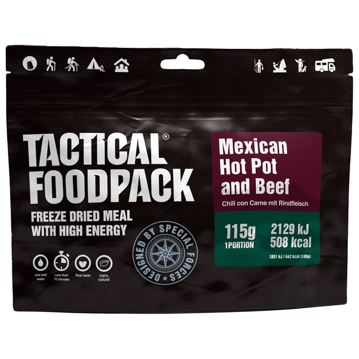 Tactical Foodpack Repas Lyophilisé Chili con carne 115g Présentation