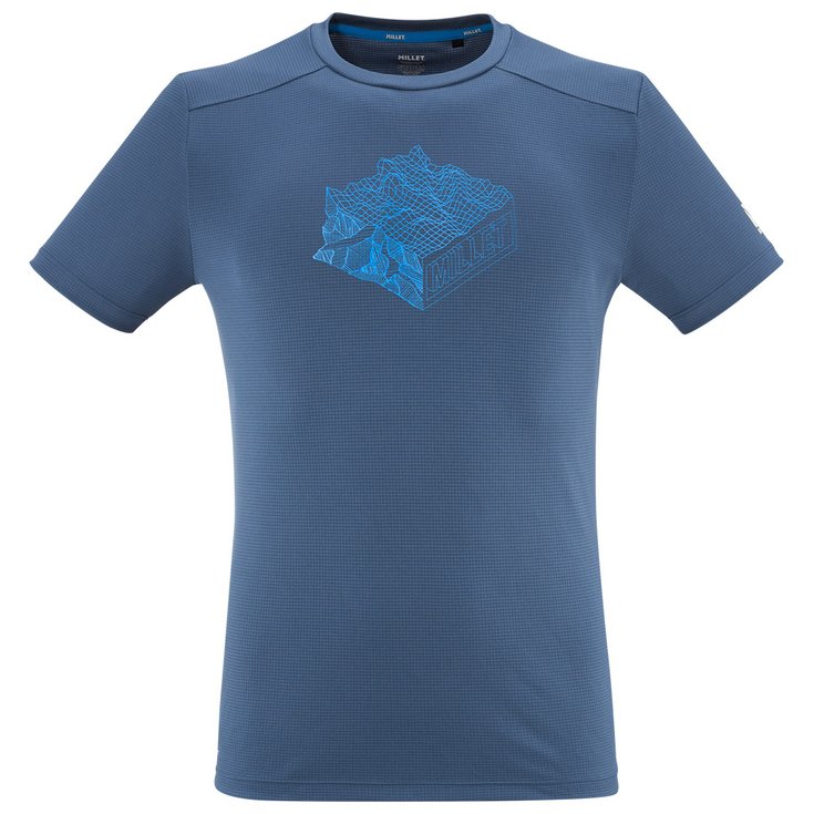 Millet Camiseta de trekking Kamet Map Tee Shirt Short Sleeve M Dark Denim Presentación