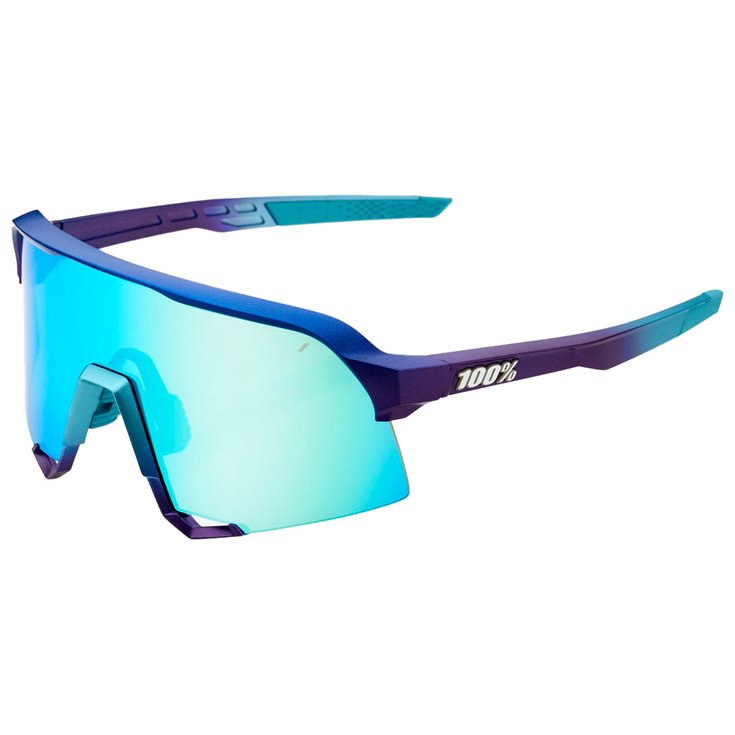 100 % Gafas S3 Matte Metallic Into the Fade Blue Topaz Multilayer Mirror Lens Presentación
