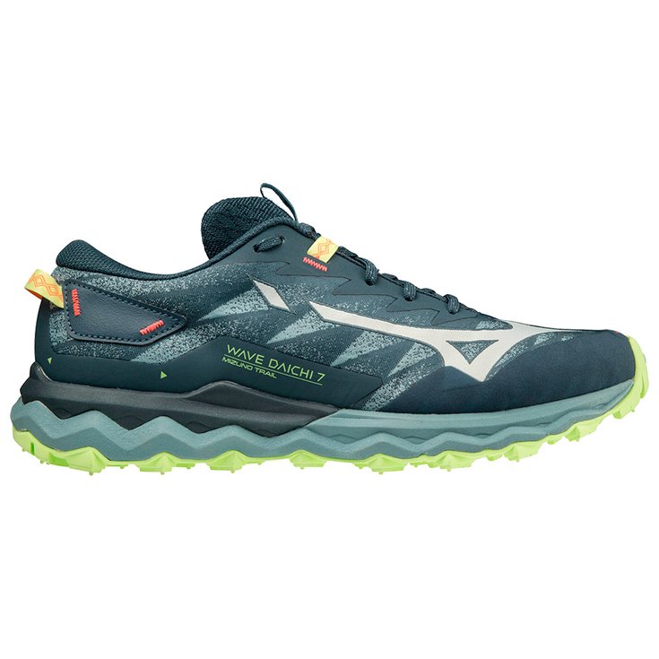 Mizuno Trail shoes Wave Daichi 7 Orionblue Mistyblue Neolime Overview