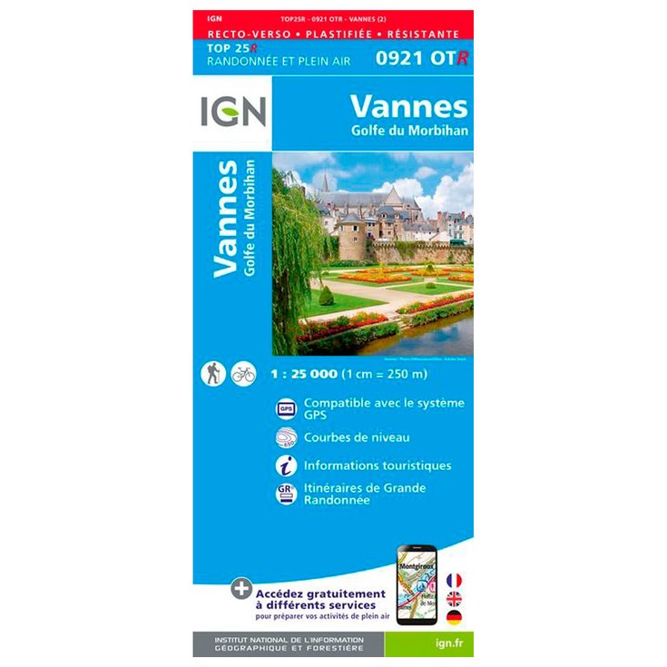 IGN Mapa 0921OTR Vannes, Golfe du Morbihan - Résistante Presentación