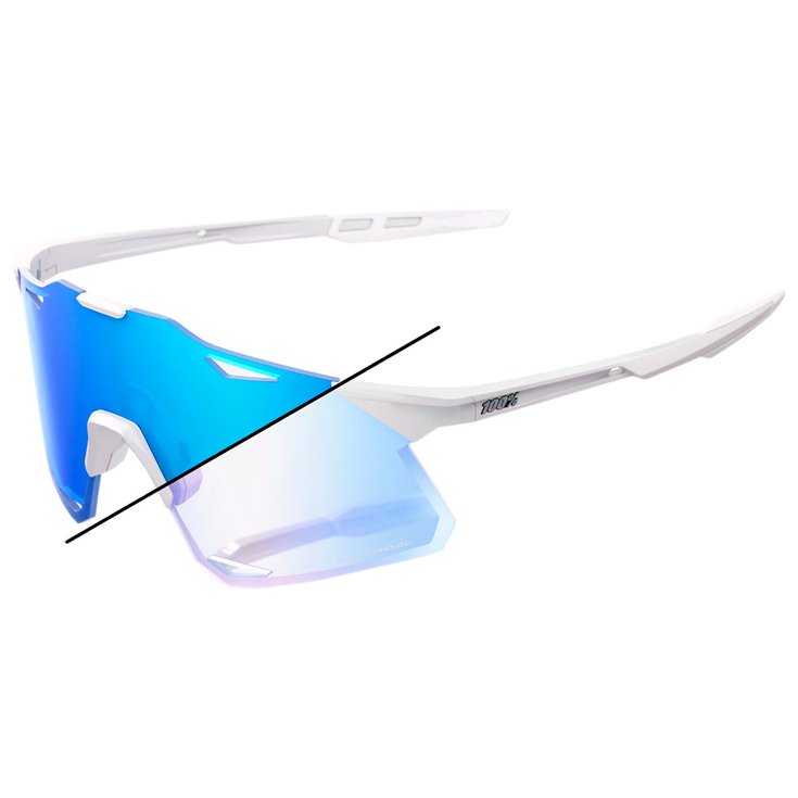 100% Sonnenbrille Hypercraft Bastille Pearl White Glitter Blue Mirror Photochromic Lens Präsentation