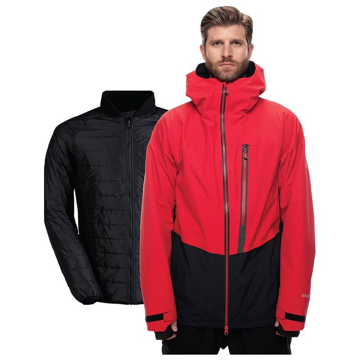 686 Funktionsjacke GLCR Gore-Tex Smarty 3 In 1 Weapon Red Color Block Präsentation
