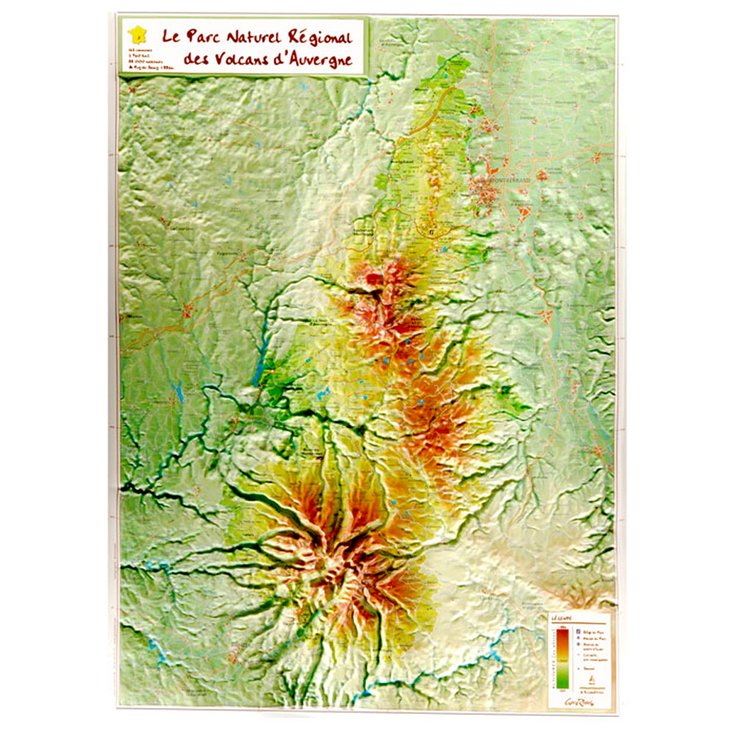 Geo Relief Kaart 3D Les Volcans d'Auvergne Voorstelling