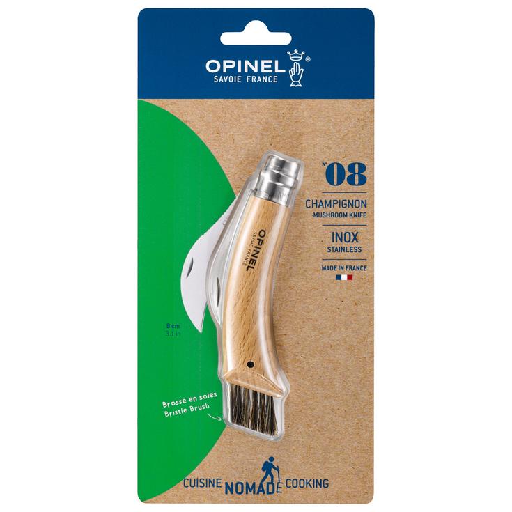 Opinel Coltelli N°8 Champignon Blister Hêtre Presentazione
