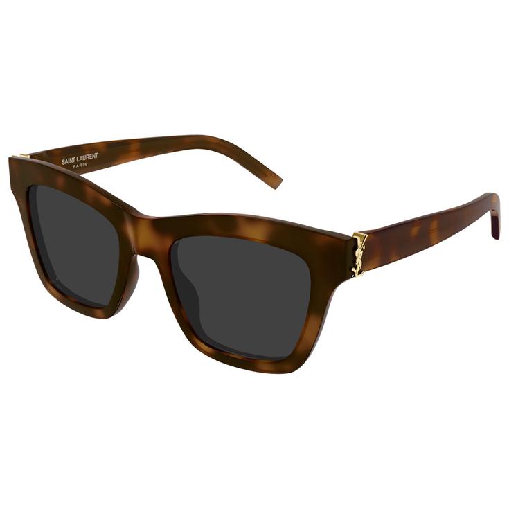 Saint Laurent Lunettes de soleil SL M156 003 Transparent Cognac Brown Green Présentation