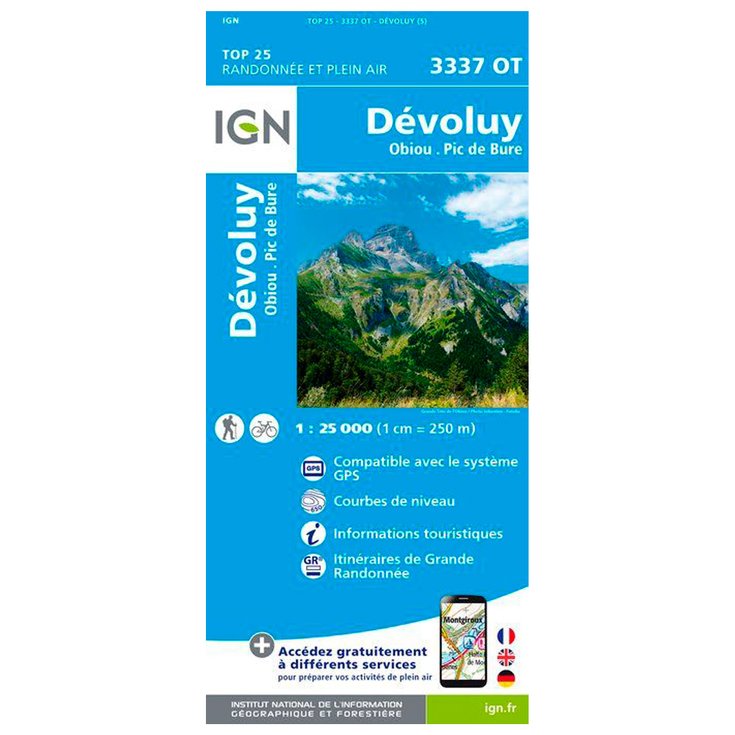 IGN Carte 3337OT Dévoluy, Obiou, Pic de Bure Présentation