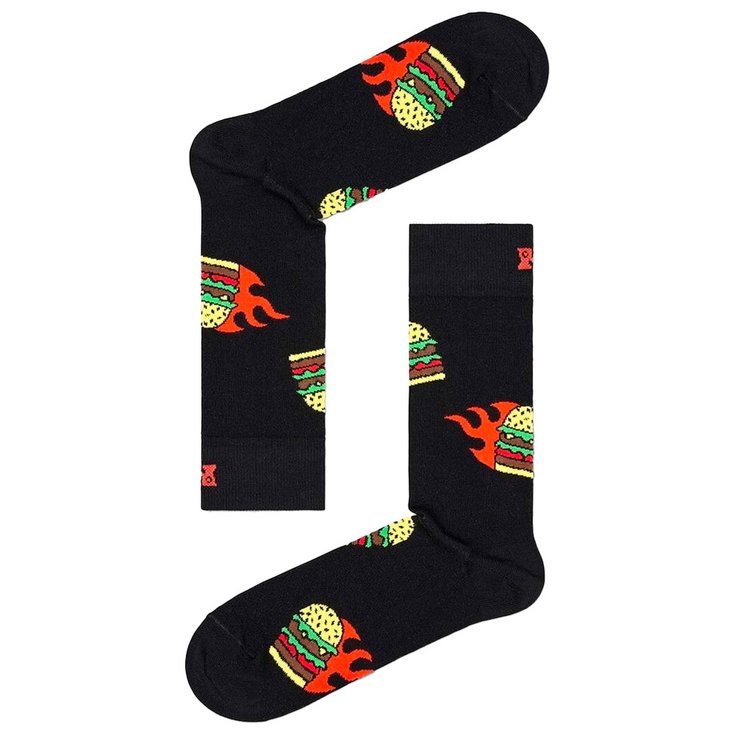 Happy Socks Calze Crew Socks Flaming Burger Black Presentazione