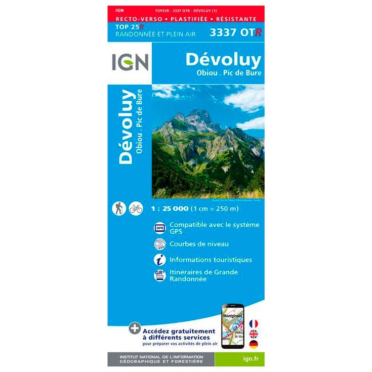 IGN 3337OTR Dévoluy, Obiou, Pic de Bure - Résistante 