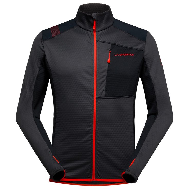 La Sportiva Fleece True North Jkt M Carbon Cherry Tomato Overview