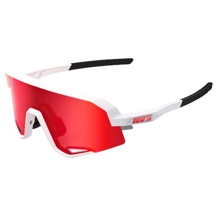 100% Zonnebrillen Slendale Matte White Hiper Red Multilayer Mirror Voorstelling