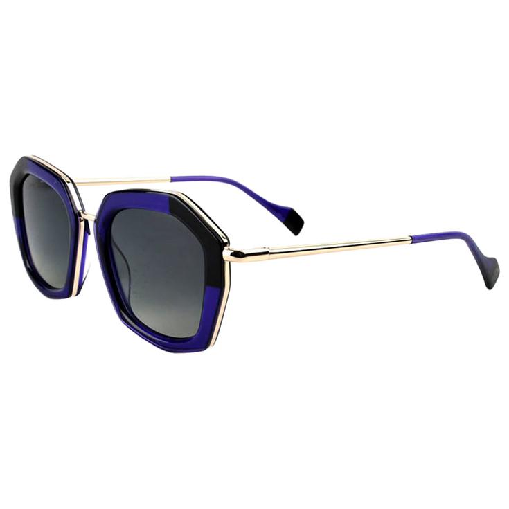 Binocle Eyewear Zonnebrillen Rosalia Shiny Gold Purple Gradient Grey Polarized Voorstelling