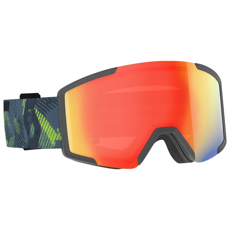Scott Masque de Ski Shield + Extra Lens Ultralime Green Storm Grey Enhancer Red Chrome + Illuminator Blue Chrome Présentation