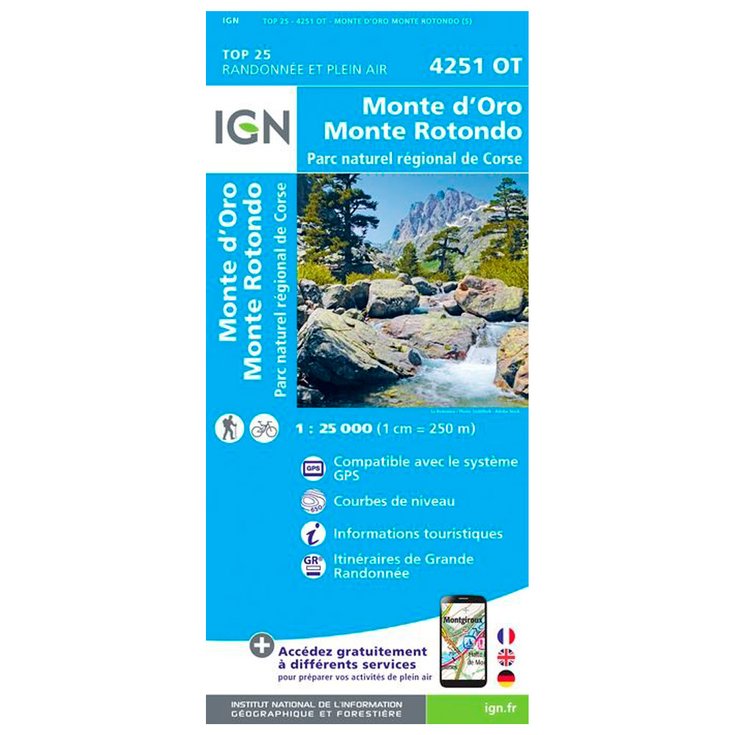 IGN Karte 4251OT Monte d'Oro, Monte Rotondo, Parc naturel régional de Corse Präsentation