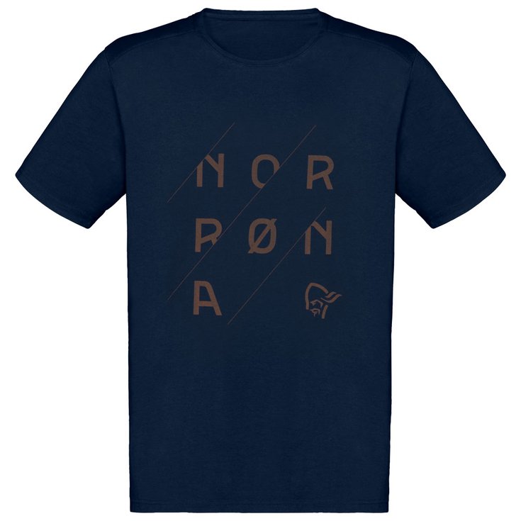 Norrona Camiseta 29 Cotton Slant Logo Indigo Night Presentación