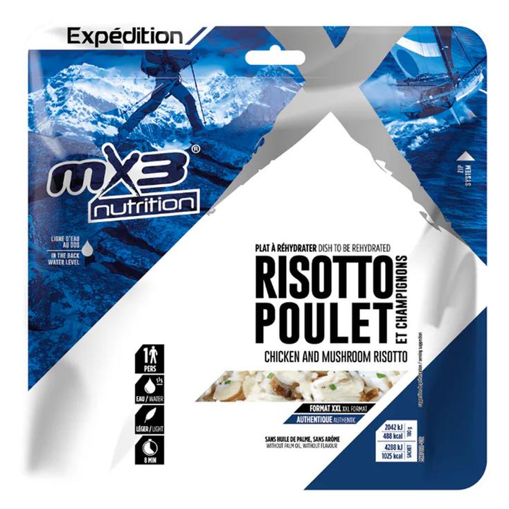 MX3 Gevriesdroogde maaltijd Risotto Poulet Champignons 210 g. Voorstelling