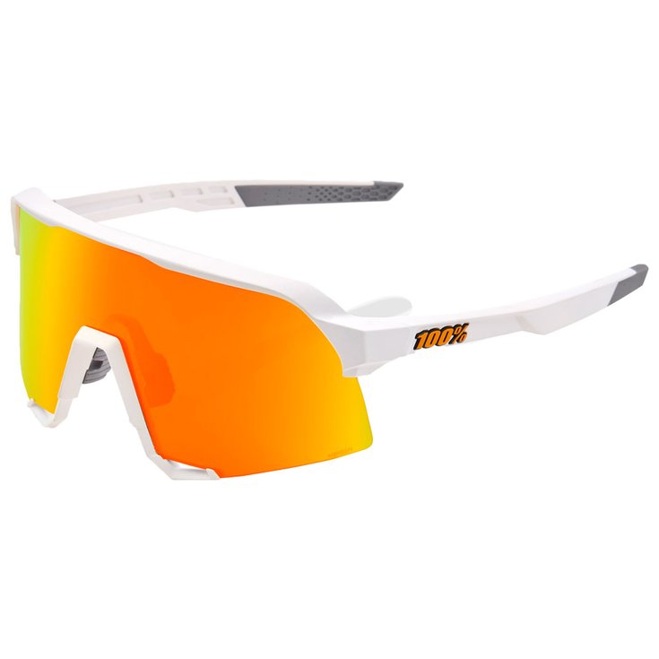 100 % Gafas S3 Soft Tact Neon Orange Hiper Red Multilayer Mirror Lens Presentación