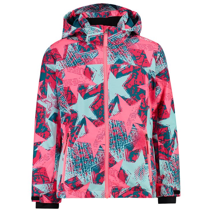 CMP Skijacke Kid G Jacket Snaps Hood Acqua Gloss Teal Präsentation