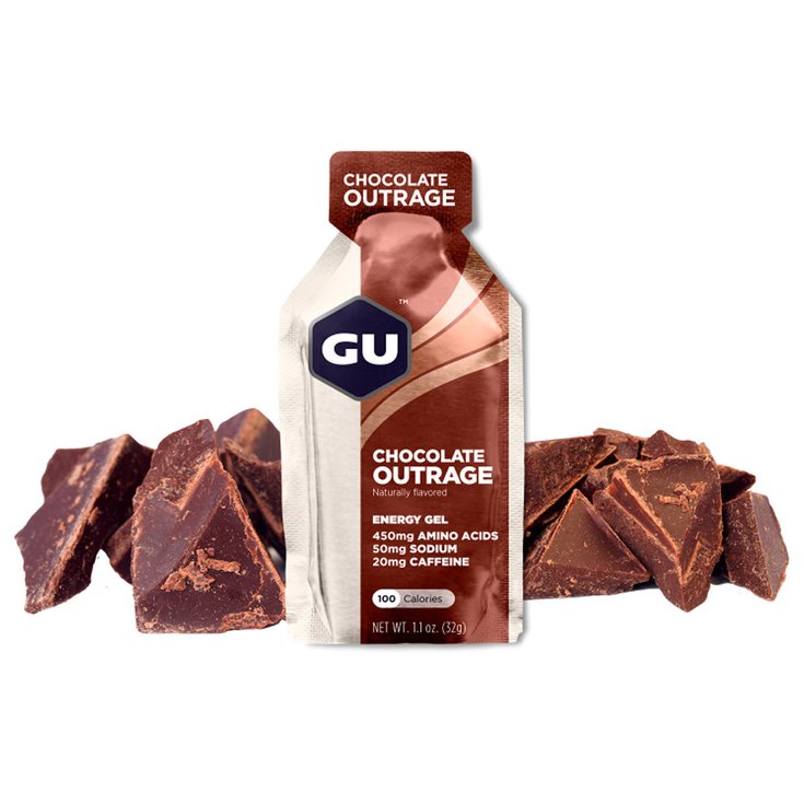 GU Energy Gel Energétique Gel Energy Chocolate Outrage (Chocolat Intense) Voorstelling