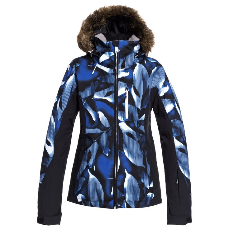 Roxy Ski Jacket Jet Ski Premium Mazarine Blue Striped Leaves Overview