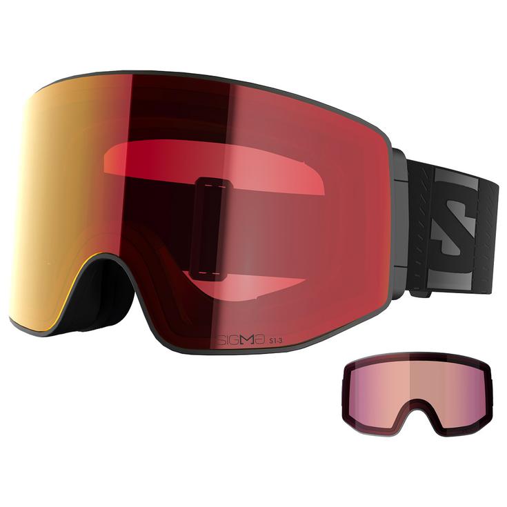 Salomon Máscaras Sentry Prime Black Sigma Photo Poppy Red + Sigma Light Blue Presentación