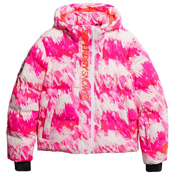 Superdry Chaqueta esqui Boxy Puffer W Abstract Pink Camo Presentación