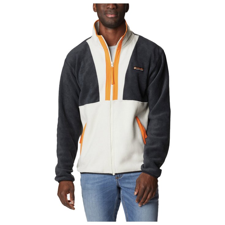 Columbia Fleece Back Bowl Full Zip Fleece Dark Stone Bright Orange Overview