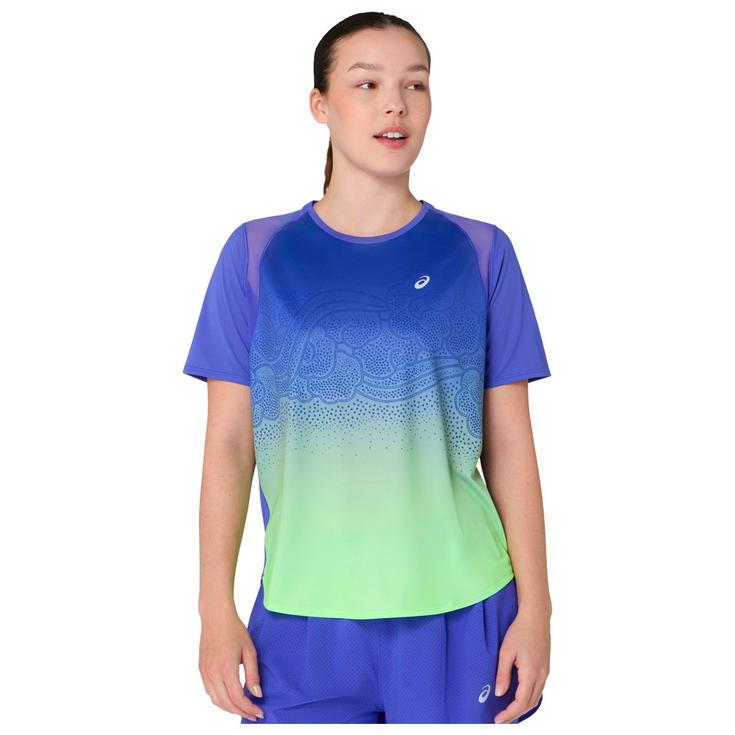 Asics Trail T-Shirt Road Fade Short Sleeve W Cobalt Burst Illuminate Green Präsentation