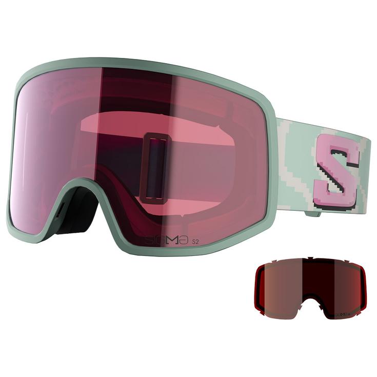 Salomon Skibrillen Sentry Pro S Iceberg Green QST Sigma Silver Pink + Sigma Gun Metal Voorstelling